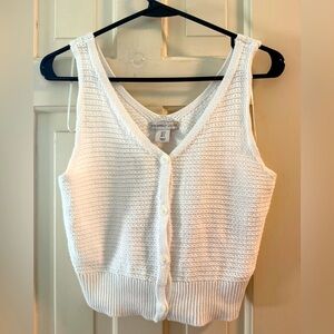 NWOT Sincerely Jules White Knit Button-Up Tank Top Size S